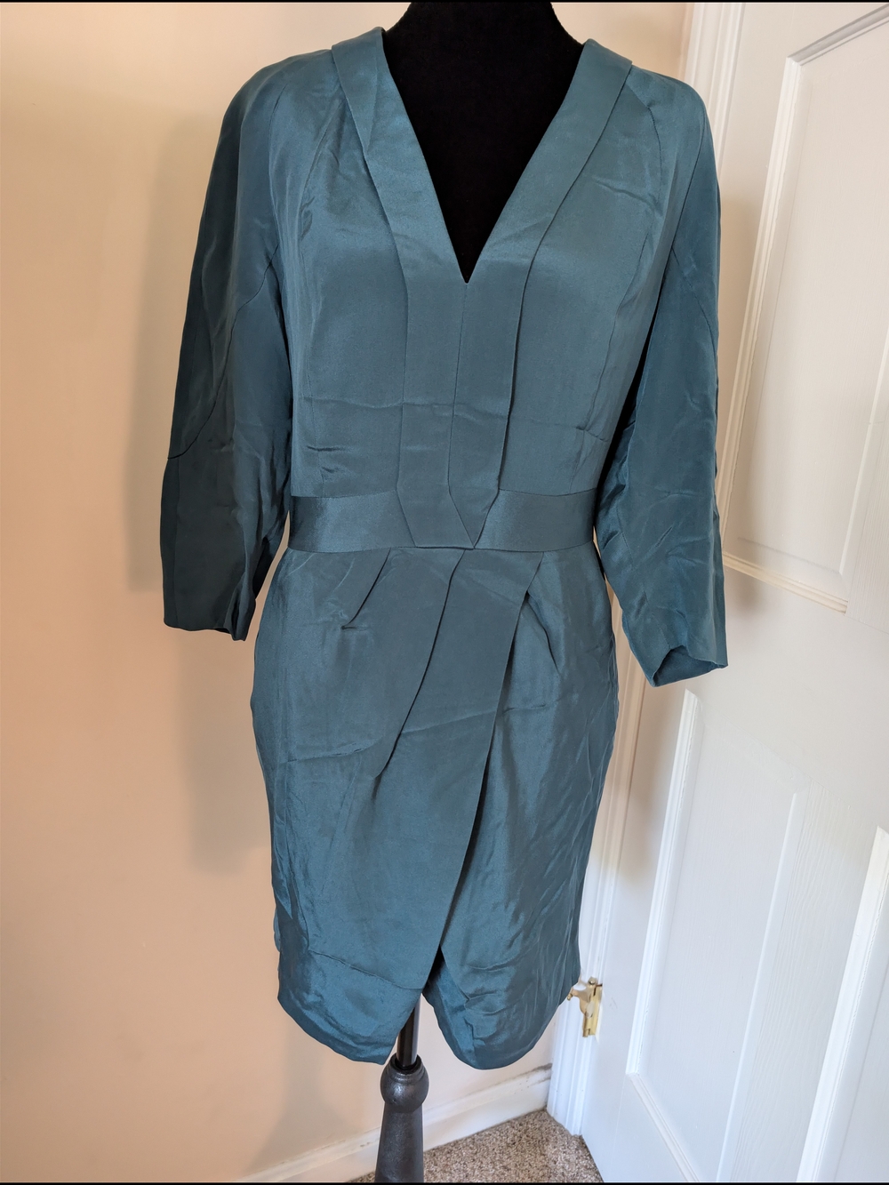 NWT Rebecca Minkoff 100% Silk Runaway Dress Ink Teal Size 8